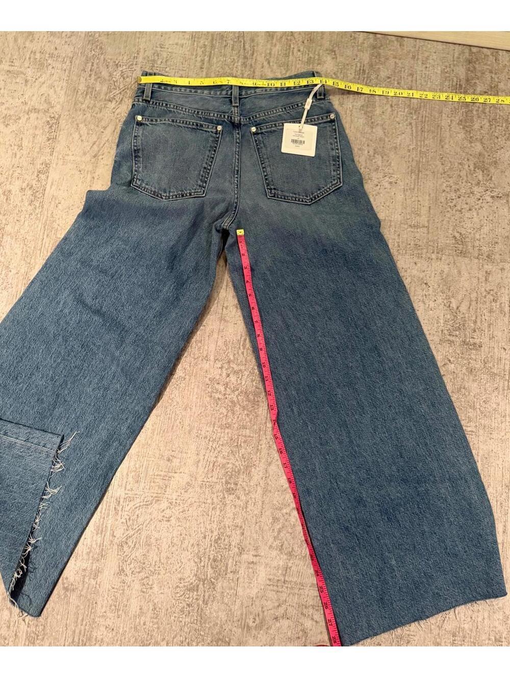 NWT TWP Tiny Dancer Wide Leg Vintage Wash Blue Raw Hem Denim Jeans sz 25